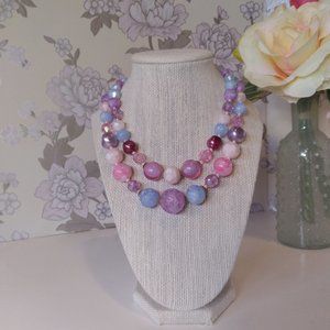 Rare Unique Vintage Beaded Double Strand Necklace, Stamped W Germany. Beautiful!